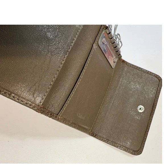 Chloe Taupe Brown Leather Monogram Key Holder Wallet - Picture 9 of 13
